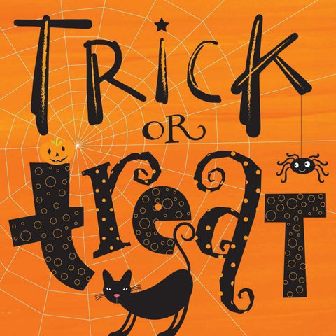 Trick or Treat White Modern Wood Framed Art Print by P.S. Art Studios