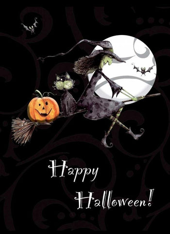 Happy Halloween Black Ornate Wood Framed Art Print with Double Matting by P.S. Art Studios