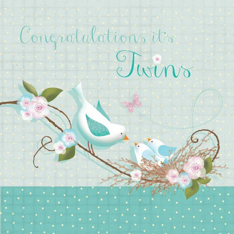 Congrats - Twins Gold Ornate Wood Framed Art Print with Double Matting by P.S. Art Studios