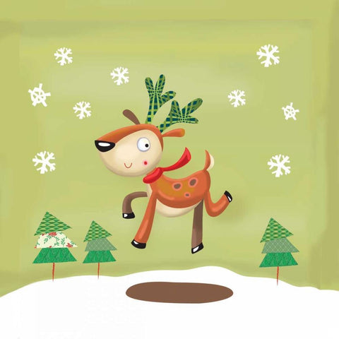 Playful Reindeer Black Ornate Wood Framed Art Print with Double Matting by P.S. Art Studios