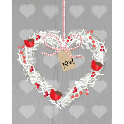 Noel Heart White Modern Wood Framed Art Print by P.S. Art Studios