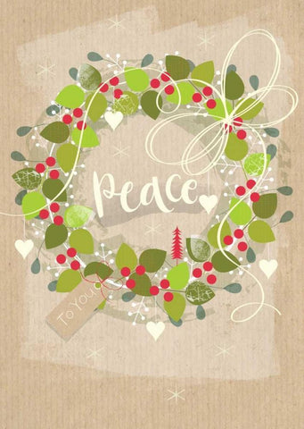 Peace Wreath Black Ornate Wood Framed Art Print with Double Matting by P.S. Art Studios