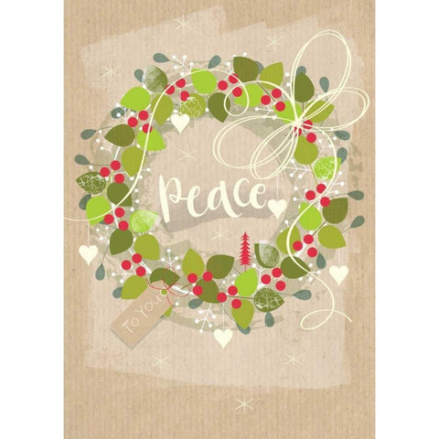 Peace Wreath Black Modern Wood Framed Art Print with Double Matting by P.S. Art Studios