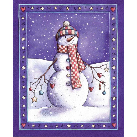 Holiday Snowman Black Modern Wood Framed Art Print by P.S. Art Studios