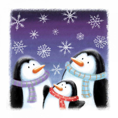 Penguins White Modern Wood Framed Art Print with Double Matting by P.S. Art Studios