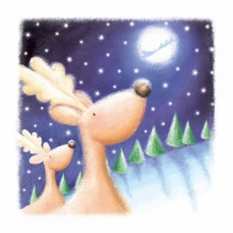 Reindeer Black Modern Wood Framed Art Print by P.S. Art Studios