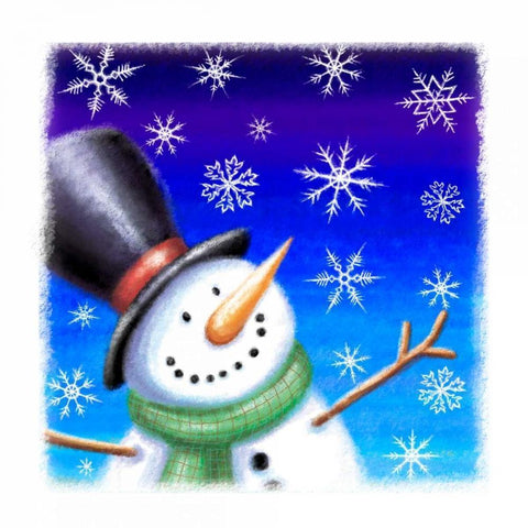 Snowman Gold Ornate Wood Framed Art Print with Double Matting by P.S. Art Studios