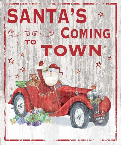 Santas Coming to Town Black Ornate Wood Framed Art Print with Double Matting by P.S. Art Studios