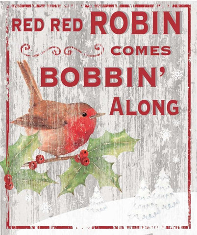 Red Red Robin White Modern Wood Framed Art Print with Double Matting by P.S. Art Studios