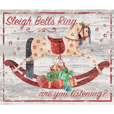 Sleigh Bells Ring Black Modern Wood Framed Art Print with Double Matting by P.S. Art Studios