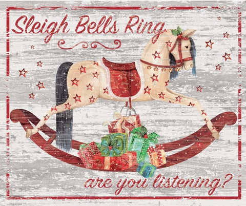 Sleigh Bells Ring White Modern Wood Framed Art Print with Double Matting by P.S. Art Studios