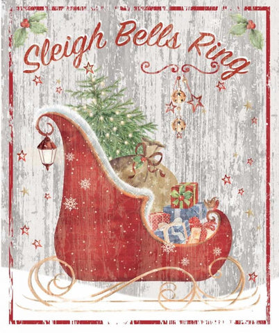 Sleigh Bells ring Black Ornate Wood Framed Art Print with Double Matting by P.S. Art Studios