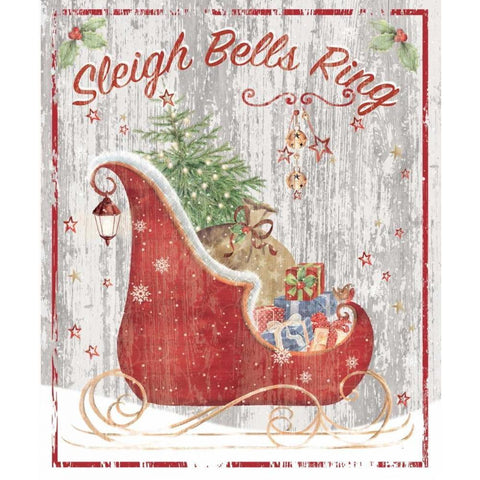 Sleigh Bells ring White Modern Wood Framed Art Print by P.S. Art Studios