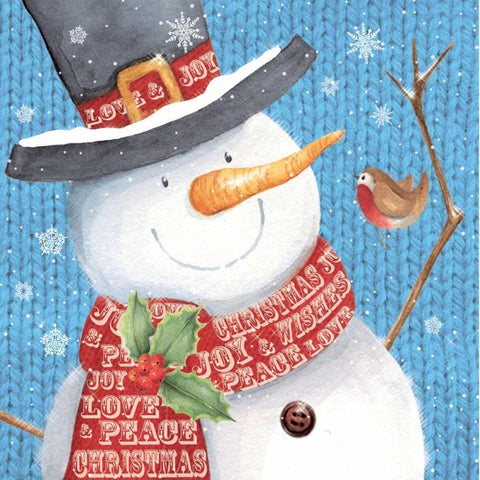 Snowman Gold Ornate Wood Framed Art Print with Double Matting by P.S. Art Studios