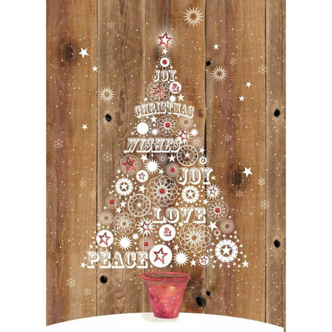 Holiday Tree Gold Ornate Wood Framed Art Print with Double Matting by P.S. Art Studios