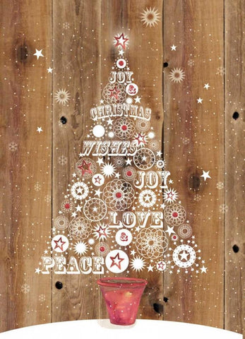 Holiday Tree White Modern Wood Framed Art Print with Double Matting by P.S. Art Studios