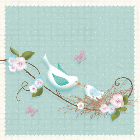 Birds I Gold Ornate Wood Framed Art Print with Double Matting by P.S. Art Studios