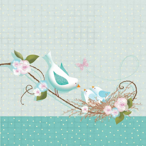 Birds II White Modern Wood Framed Art Print with Double Matting by P.S. Art Studios