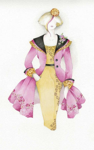 Fashion I White Modern Wood Framed Art Print with Double Matting by P.S. Art Studios