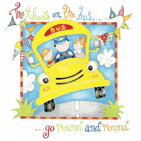 The Wheels on the Bus White Modern Wood Framed Art Print with Double Matting by P.S. Art Studios