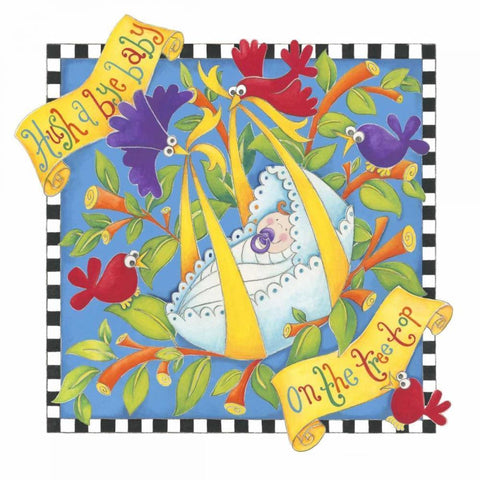 Hush Little Baby White Modern Wood Framed Art Print by P.S. Art Studios