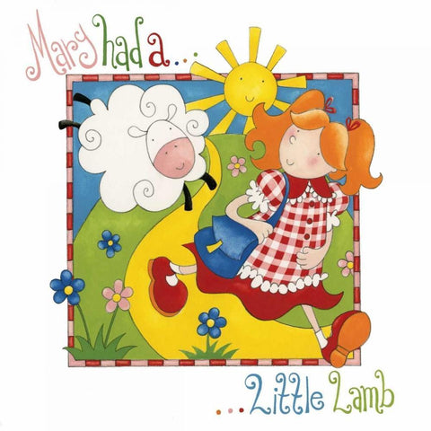 Mary Had a Little Lamb White Modern Wood Framed Art Print with Double Matting by P.S. Art Studios