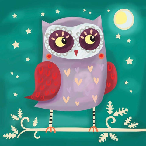 Night Owl Black Modern Wood Framed Art Print with Double Matting by P.S. Art Studios