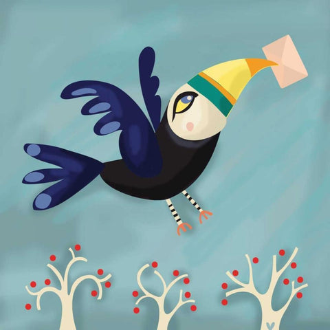 Message from a Bird Black Modern Wood Framed Art Print by P.S. Art Studios