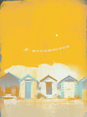 Beach Abstract II White Modern Wood Framed Art Print with Double Matting by P.S. Art Studios