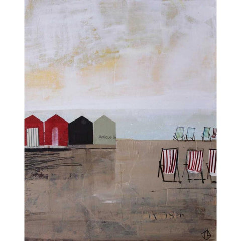 Beach Abstract III White Modern Wood Framed Art Print by P.S. Art Studios