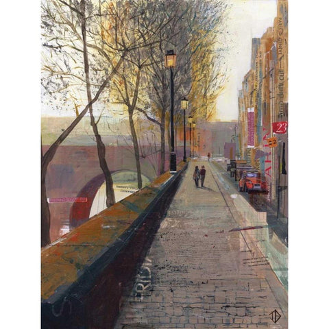 Serene Walk Black Modern Wood Framed Art Print by P.S. Art Studios