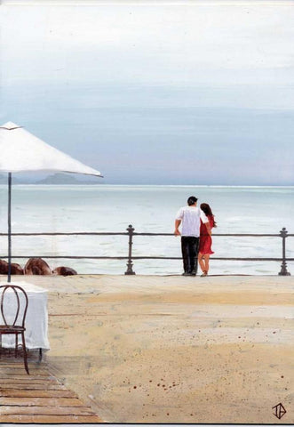 Couples Retreat White Modern Wood Framed Art Print with Double Matting by P.S. Art Studios