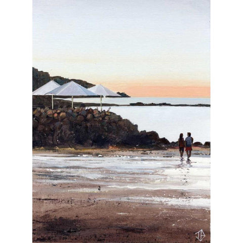 Beach Retreat Black Modern Wood Framed Art Print with Double Matting by P.S. Art Studios