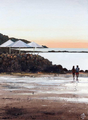 Beach Retreat Black Ornate Wood Framed Art Print with Double Matting by P.S. Art Studios