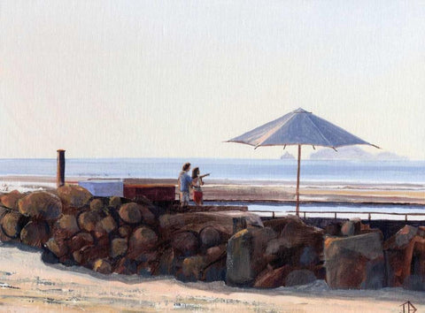 Pier View Black Ornate Wood Framed Art Print with Double Matting by P.S. Art Studios