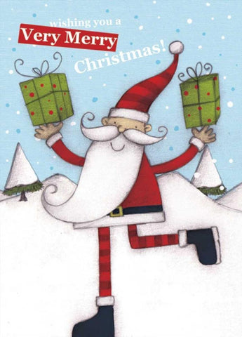 Merry Christmas White Modern Wood Framed Art Print with Double Matting by P.S. Art Studios