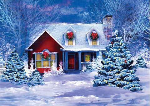 Christmas at Home I White Modern Wood Framed Art Print with Double Matting by P.S. Art Studios