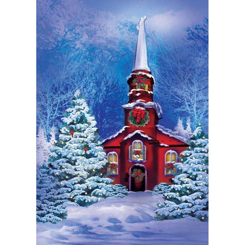 Christmas Meeting House White Modern Wood Framed Art Print by P.S. Art Studios