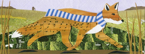 Fox White Modern Wood Framed Art Print with Double Matting by P.S. Art Studios