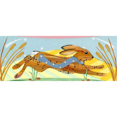 Rabbit Black Modern Wood Framed Art Print with Double Matting by P.S. Art Studios