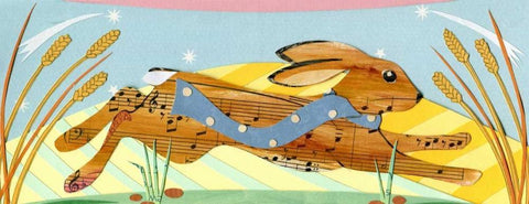 Rabbit White Modern Wood Framed Art Print with Double Matting by P.S. Art Studios