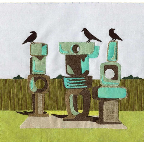 Birds on Rocks Black Modern Wood Framed Art Print with Double Matting by P.S. Art Studios