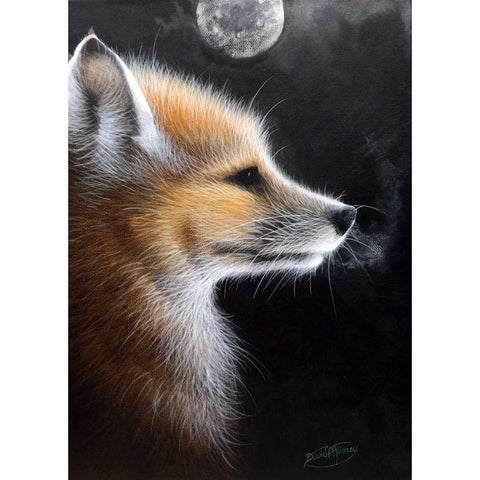 Fox Black Modern Wood Framed Art Print with Double Matting by P.S. Art Studios