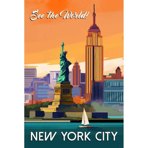 NYC Black Modern Wood Framed Art Print with Double Matting by P.S. Art Studios