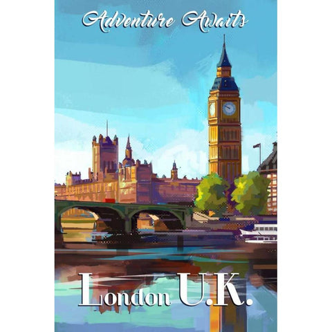 London Black Modern Wood Framed Art Print by P.S. Art Studios