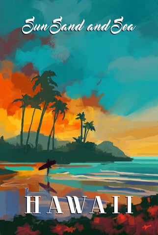 Hawaii White Modern Wood Framed Art Print with Double Matting by P.S. Art Studios