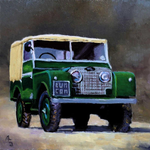 Green SUV Black Modern Wood Framed Art Print by P.S. Art Studios