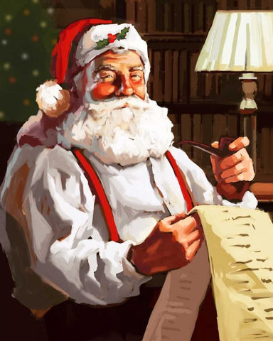 Santas List White Modern Wood Framed Art Print with Double Matting by P.S. Art Studios