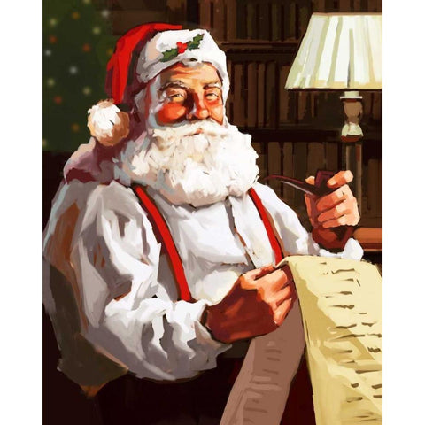 Santas List Black Modern Wood Framed Art Print by P.S. Art Studios