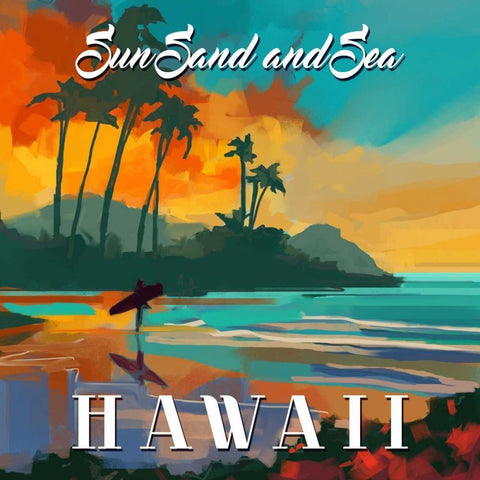 Hawaii Black Ornate Wood Framed Art Print with Double Matting by P.S. Art Studios